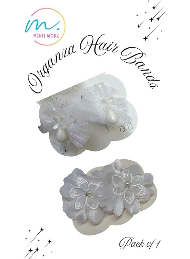 MINIIMODZ Organza Flower Hair Clips Elegant Hair Accessories for Girls, Toddlers & Infants | Soft, Stylish & Gift-Ready (Combo Pack) (WHITE) - Image 2